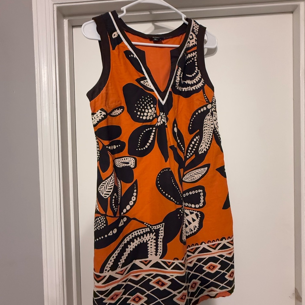 XOXO Y2K Orange and Brown V-Neck Sundress